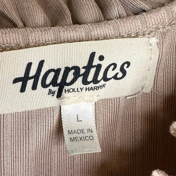 Haptics by Holly Harper Tan Ruffle Sleeveless Top Large - Picture 3 of 4
